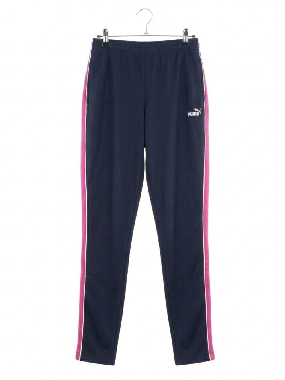 Puma Track Pants Womens Small Navy Blue Pink Stripe Athletic Gym Joggers